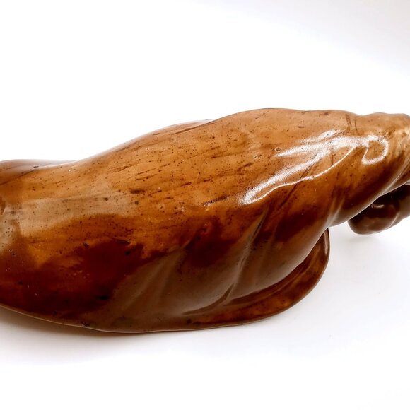 Vintage Cornucopia Horn of Plenty Pottery Dark Brown Ceramic Table Planter - Picture 8 of 11